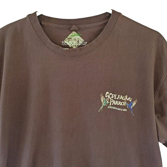 Newport Blue T-Shirt Men's Medium Screaming Parrot Margarita Bar & Grill Brown - Picture 6 of 7